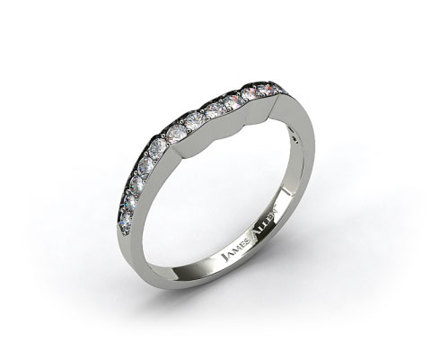 18k White Gold Fitted Pave Set Diamond Wedding Ring